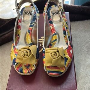 Women's Multicolor Peep Toe Wedges